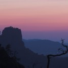 Blick vom Blossstock auf die Schrammsteine am Abend